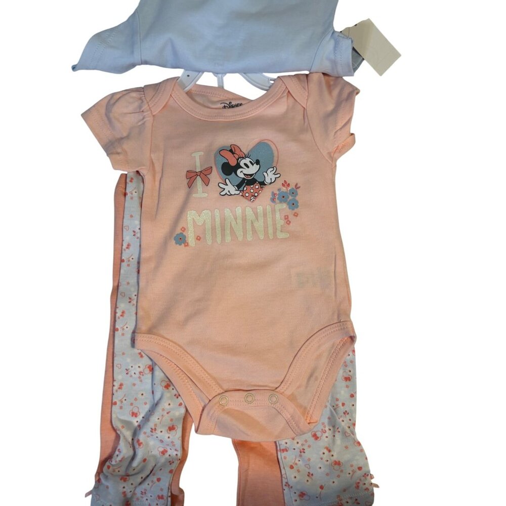Disney Baby Minnie Mouse 5-Piece Baby Girl Outfit Set Bodysuits/Pants Size 18M - Picture 6 of 9